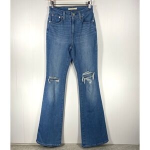Levis 726 Flare Light Blue Wash Stretch Denim Jeans Womens 26